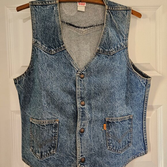 Vintage Denim Orange Tab Levi's Vest - Picture 1 of 6